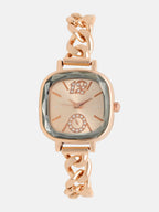 The Celeste Chainlink Square Watch - Rose Gold