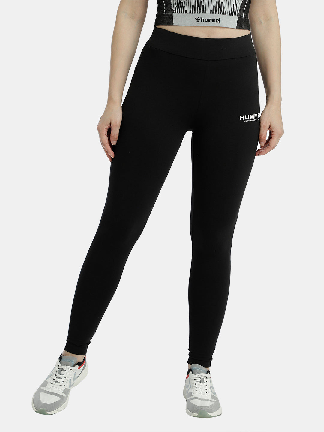 Hummel Black Slim Tights for Women Gym Wear