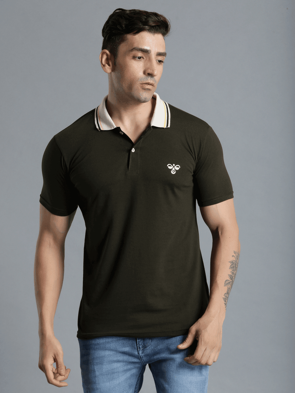 Hummel Dark Olive Regular Shirts for Men Work Wear