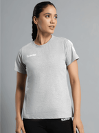 Hummel Grey Melange Regular Shirts for Women Daily Wear