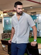 Campus Sutra Floral Embroidered Shirt