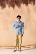 SAMMYUKK Ice Washed Denim Button-Up Paneled Shirt - ICE WASHED DENIM