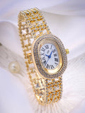 Embellished Oval Watch - Gold