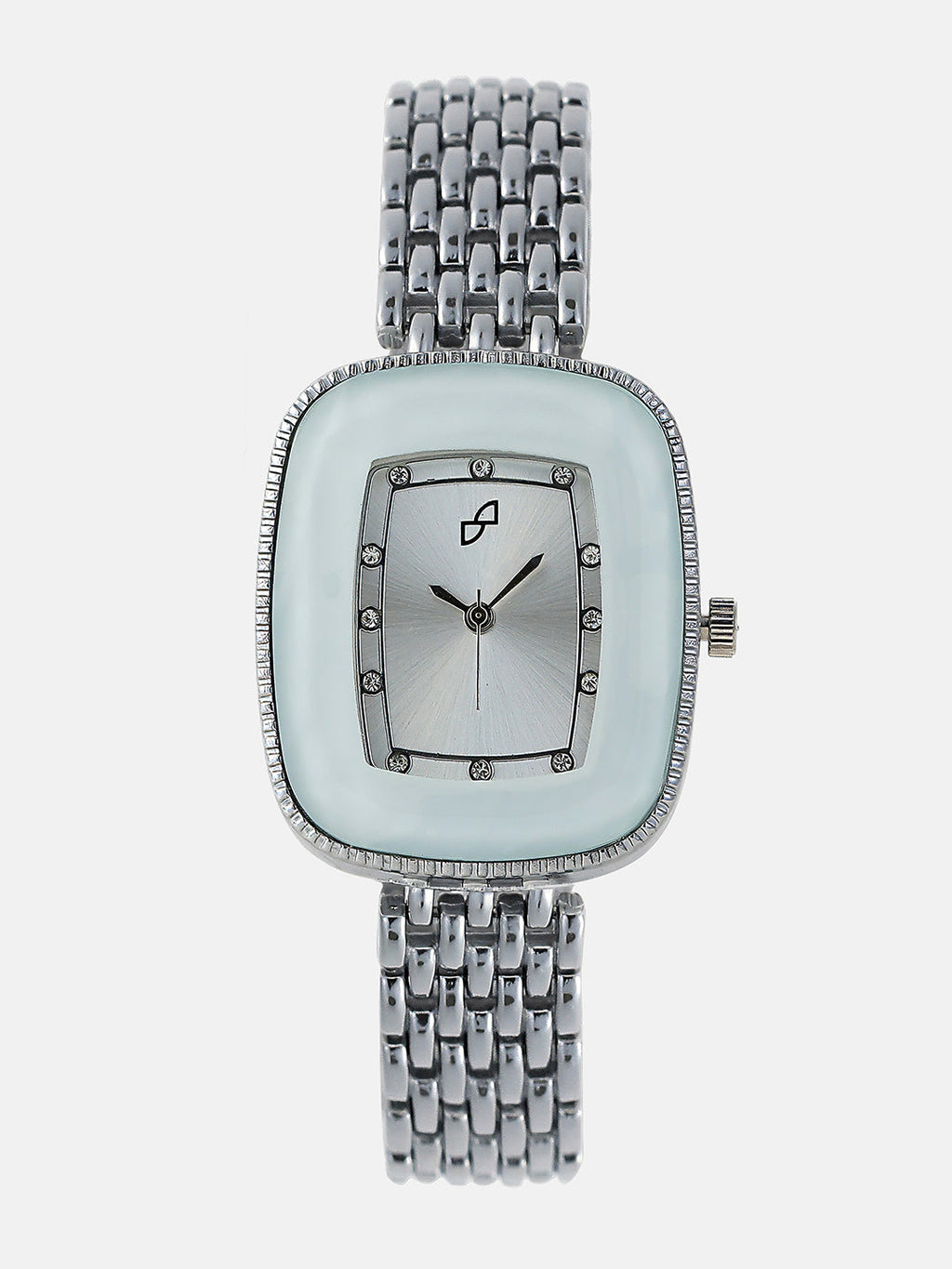 The Grecian Rectangular Diamond Watch - Metallic Silver