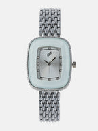 The Grecian Rectangular Diamond Watch - Metallic Silver