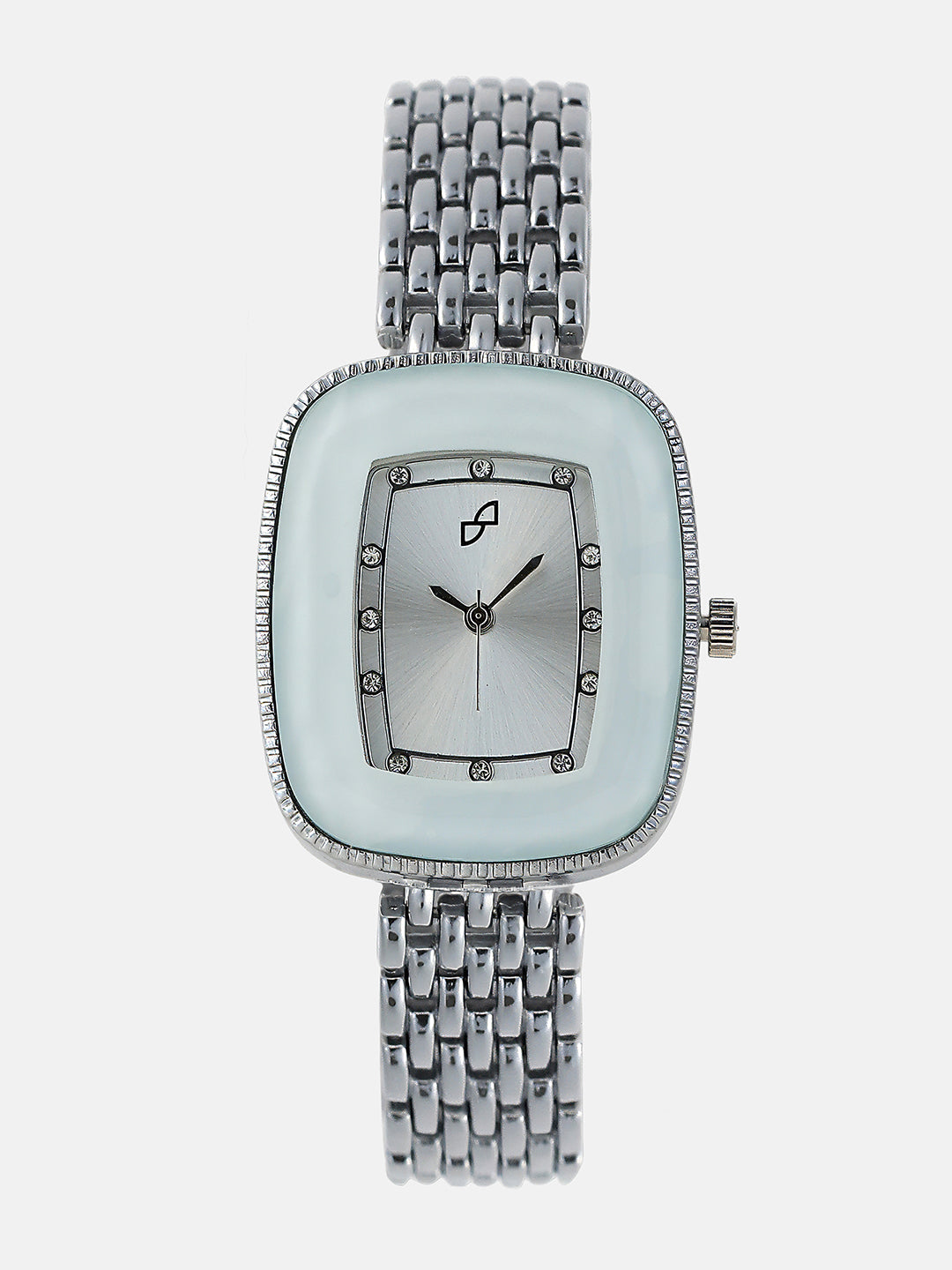 The Grecian Rectangular Diamond Watch - Metallic Silver