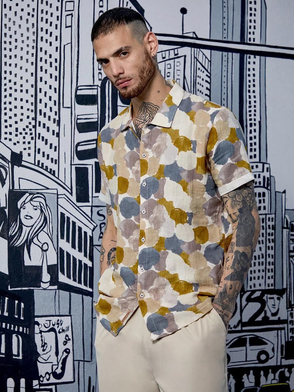 Campus Sutra Abstract Print Shirt
