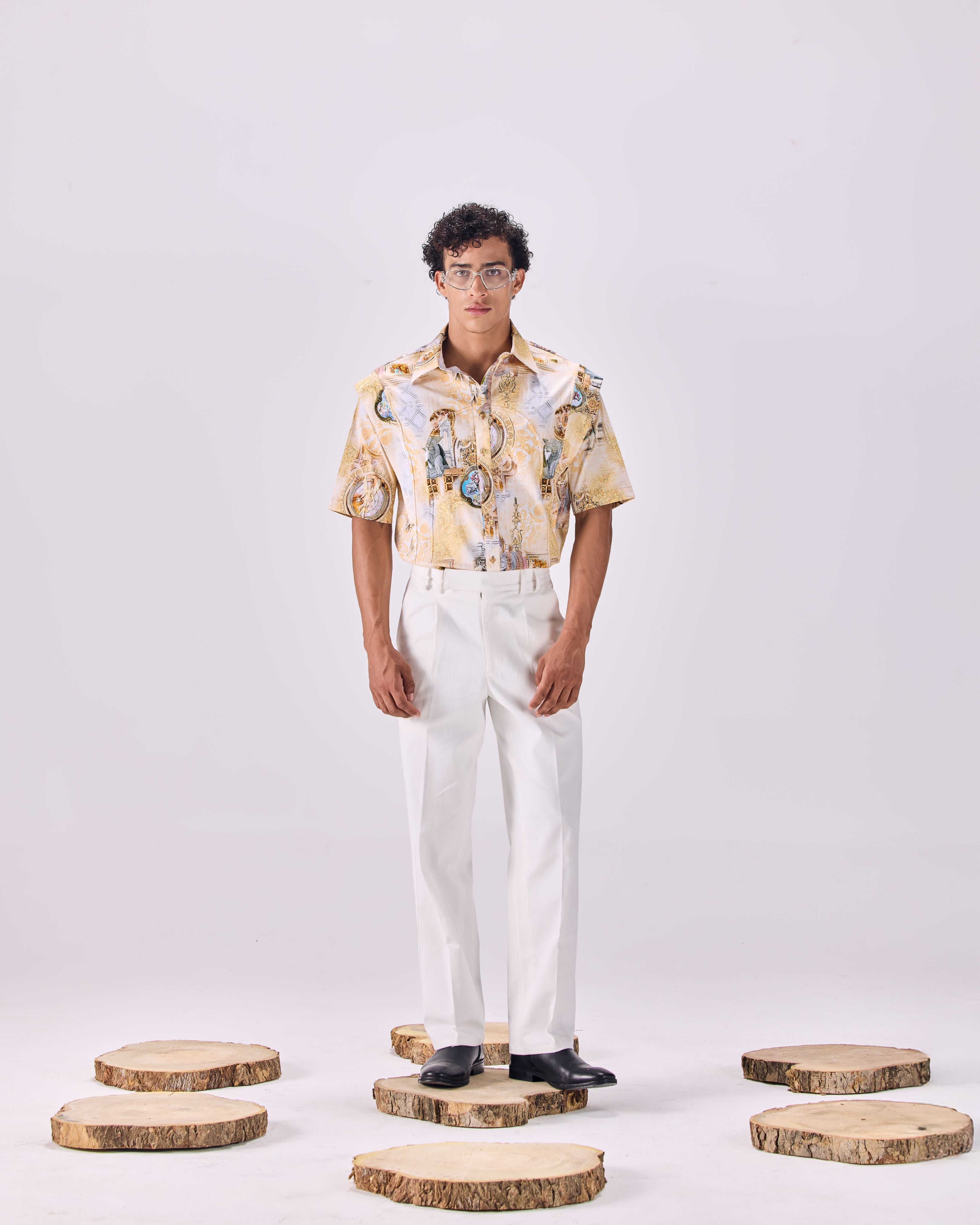 SAMMYUKK Button-Up Kingdom Of Egypt Print Party Shirt - MULTICOLOR