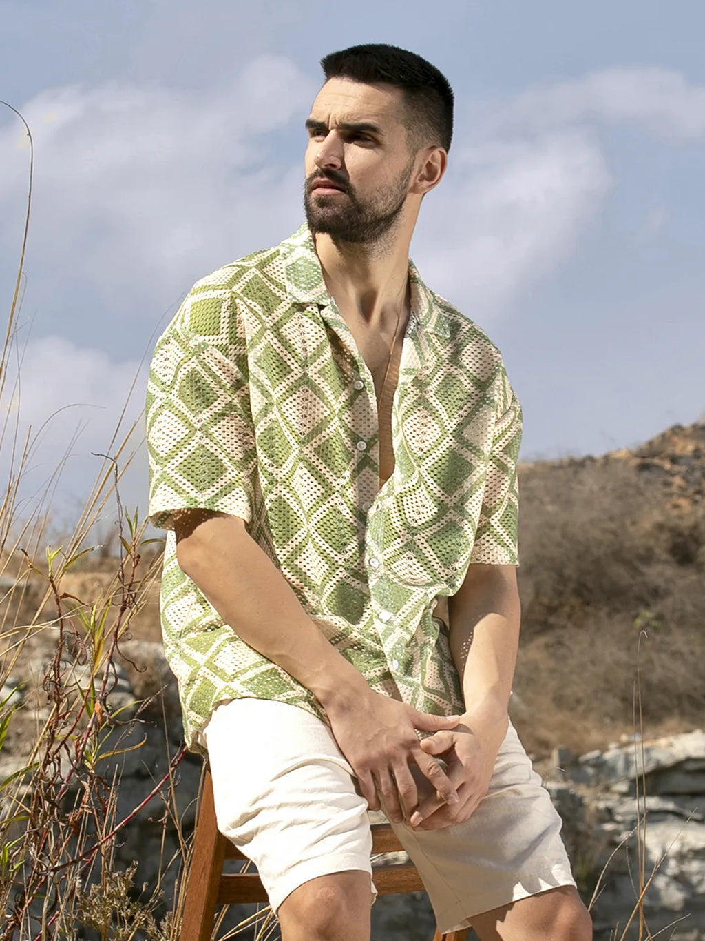 Campus Sutra Geometric Block Oversized Shirt