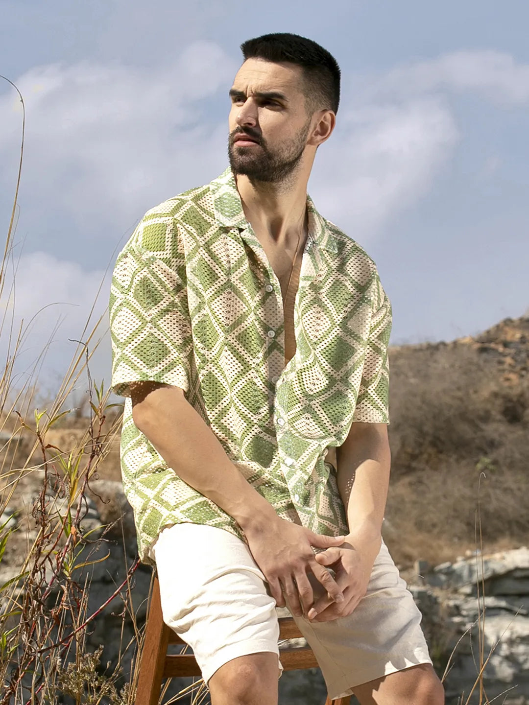Campus Sutra Geometric Block Oversized Shirt