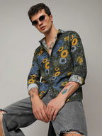 Campus Sutra Botanical Abstract Shirt