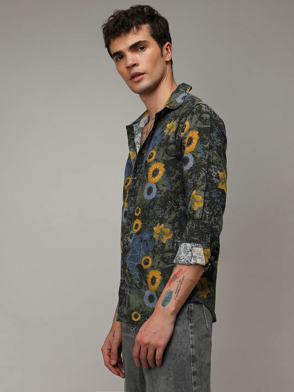 Campus Sutra Botanical Abstract Shirt