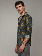Campus Sutra Botanical Abstract Shirt