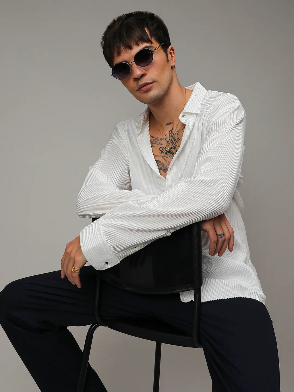 Campus Sutra Pleat-Creased Shirt