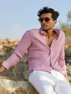 Campus Sutra Self-Design Striped Shirt