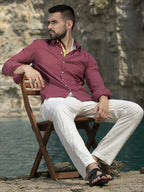 Campus Sutra Self-Design Striped Shirt