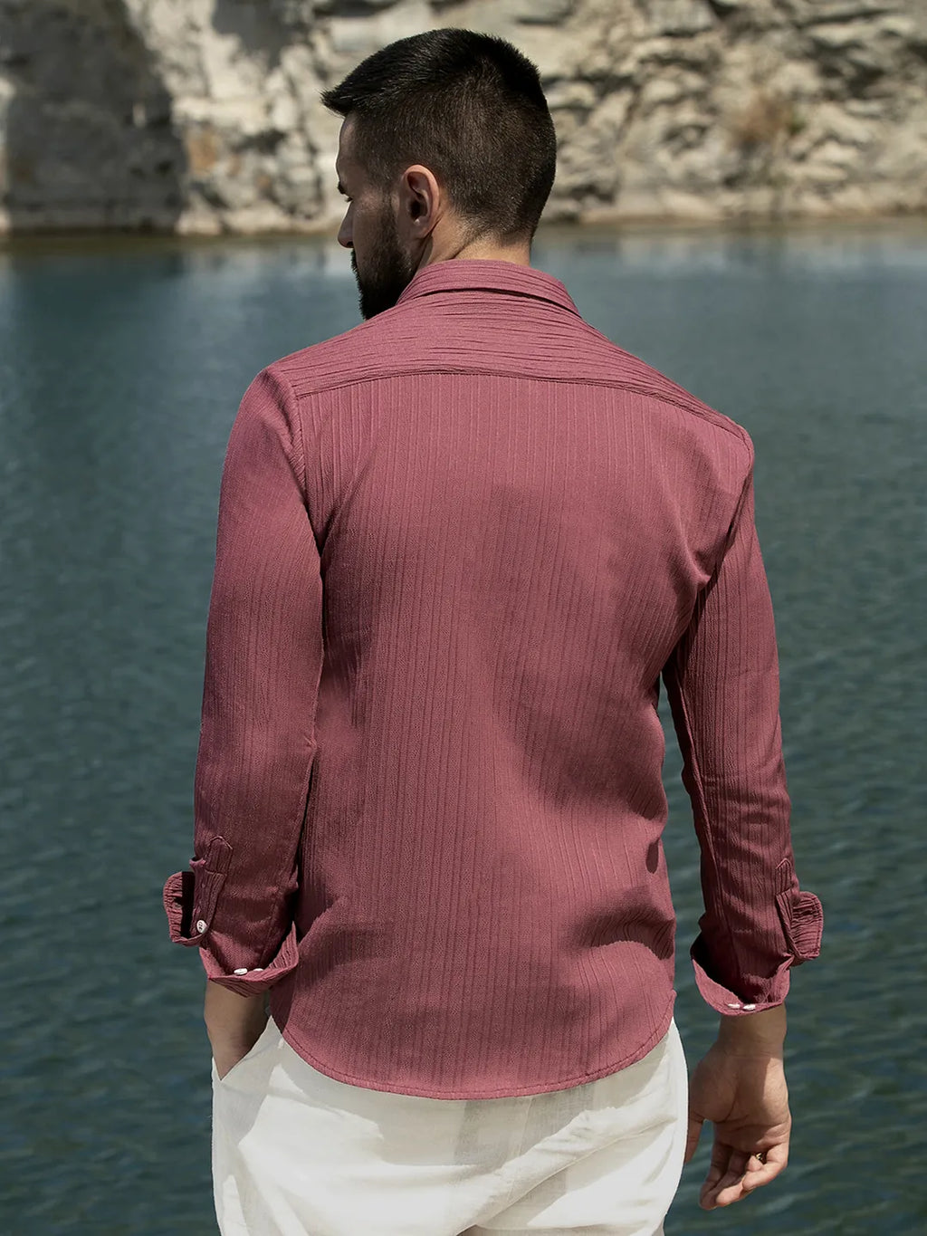 Campus Sutra Self-Design Striped Shirt