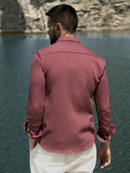 Campus Sutra Self-Design Striped Shirt