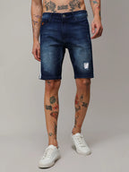 Campus Sutra Heavy Distressed Denim Shorts