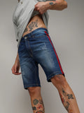 Campus Sutra Contrast Side-Striped Denim Shorts