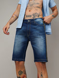 Campus Sutra Pencil Side-Striped Denim Shorts