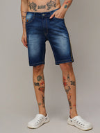 Campus Sutra Pencil Side-Striped Denim Shorts