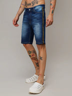 Campus Sutra Pencil Side-Striped Denim Shorts