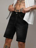 Campus Sutra Solid Denim Shorts