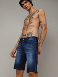 Campus Sutra Side-Striped Denim Shorts