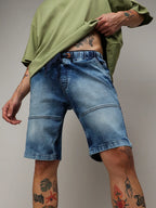 Campus Sutra Contrast Stitch Denim Shorts