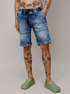 Campus Sutra Contrast Stitch Denim Shorts