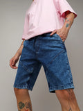 Campus Sutra Contrast Stitch Denim Shorts