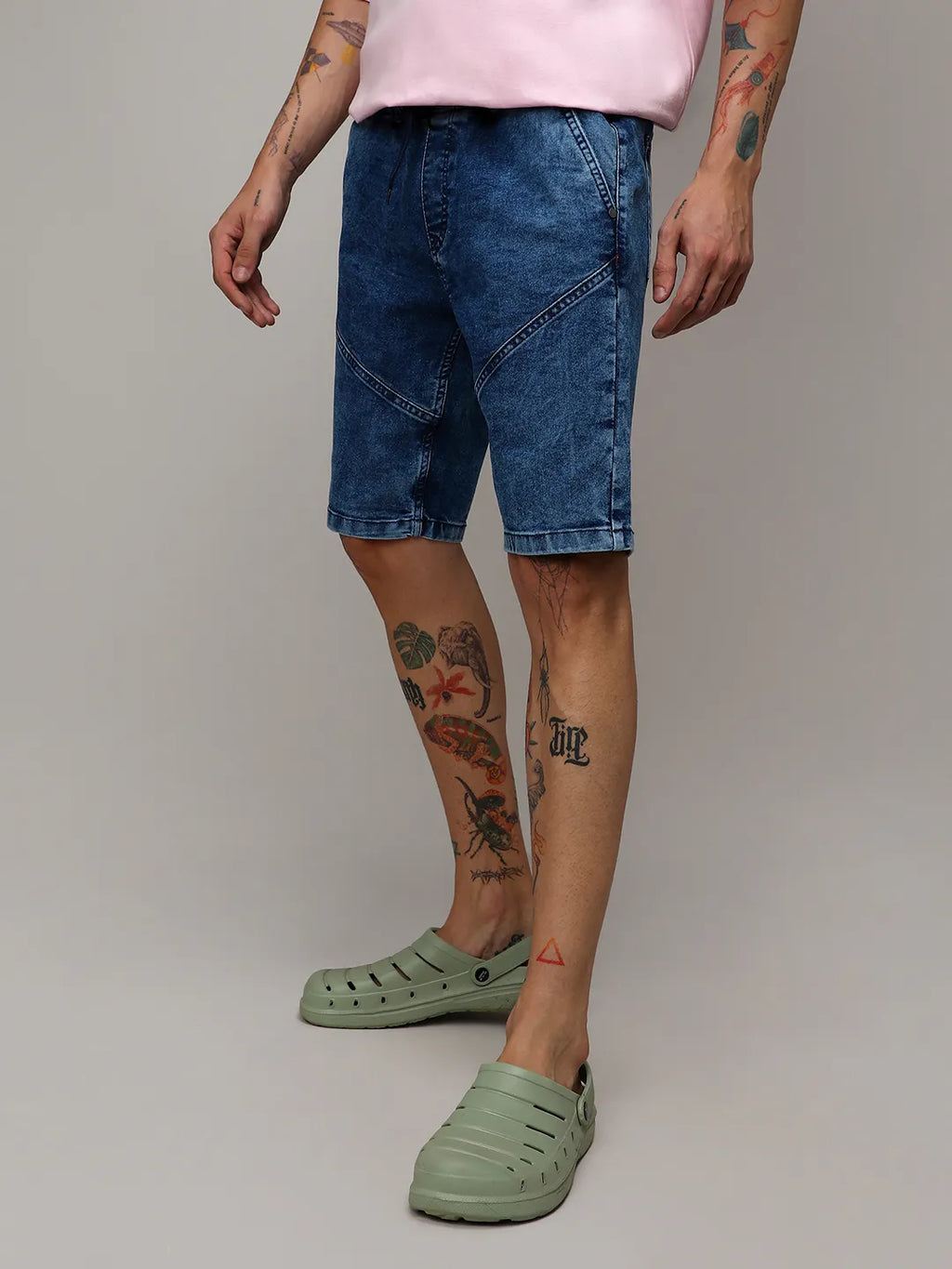 Campus Sutra Contrast Stitch Denim Shorts