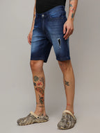 Campus Sutra Side Distressed Denim Shorts