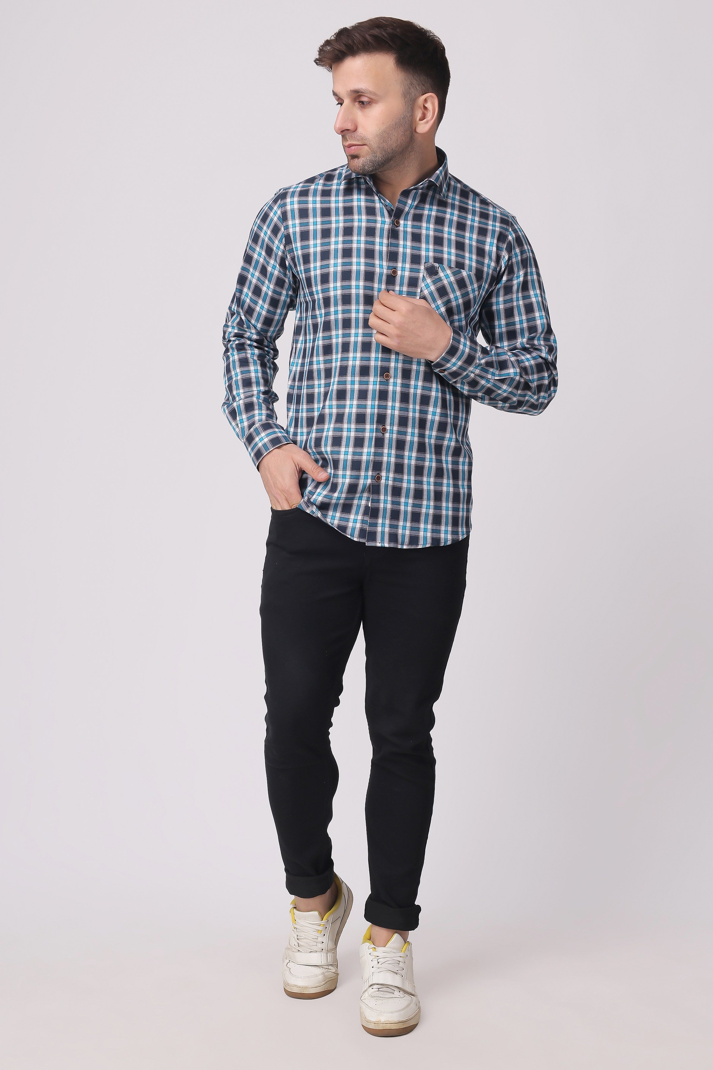 Stylox Regular Fit Full Sleeve Check Casual Shirt For Men's