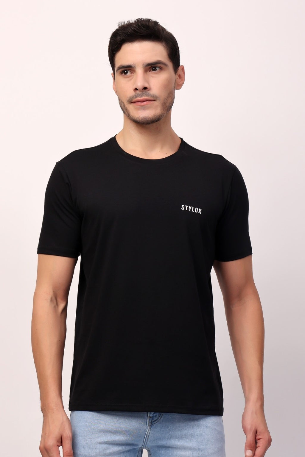 Stylox Men's Round Neck Half Sleeve Solid Casual T-Shirt