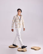 SAMMYUKK Timeless Button-Up Renaissance King's Life Printed Jacket - MULTICOLOR