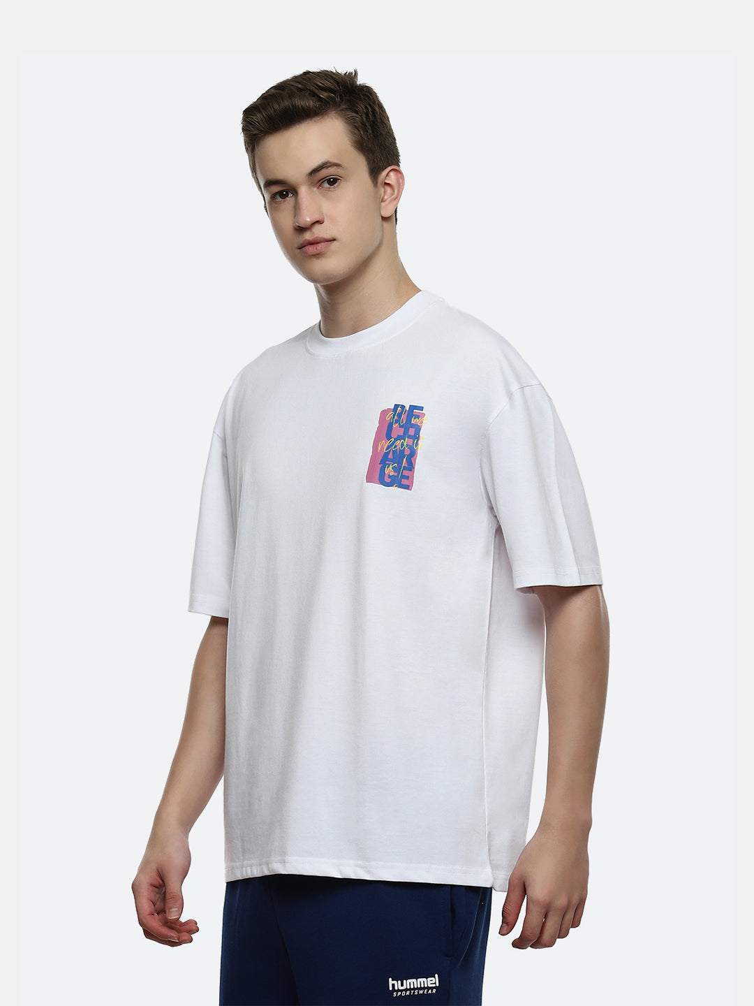 Hummel White Oversized Shirts for Men Daily Wear