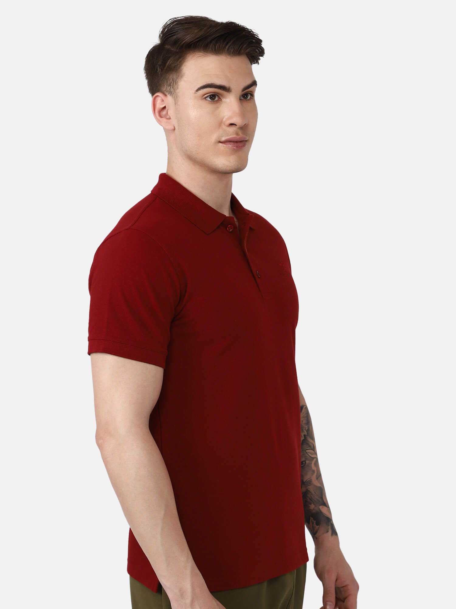 Hummel Maroon Regular Shirts for Men Work Wear