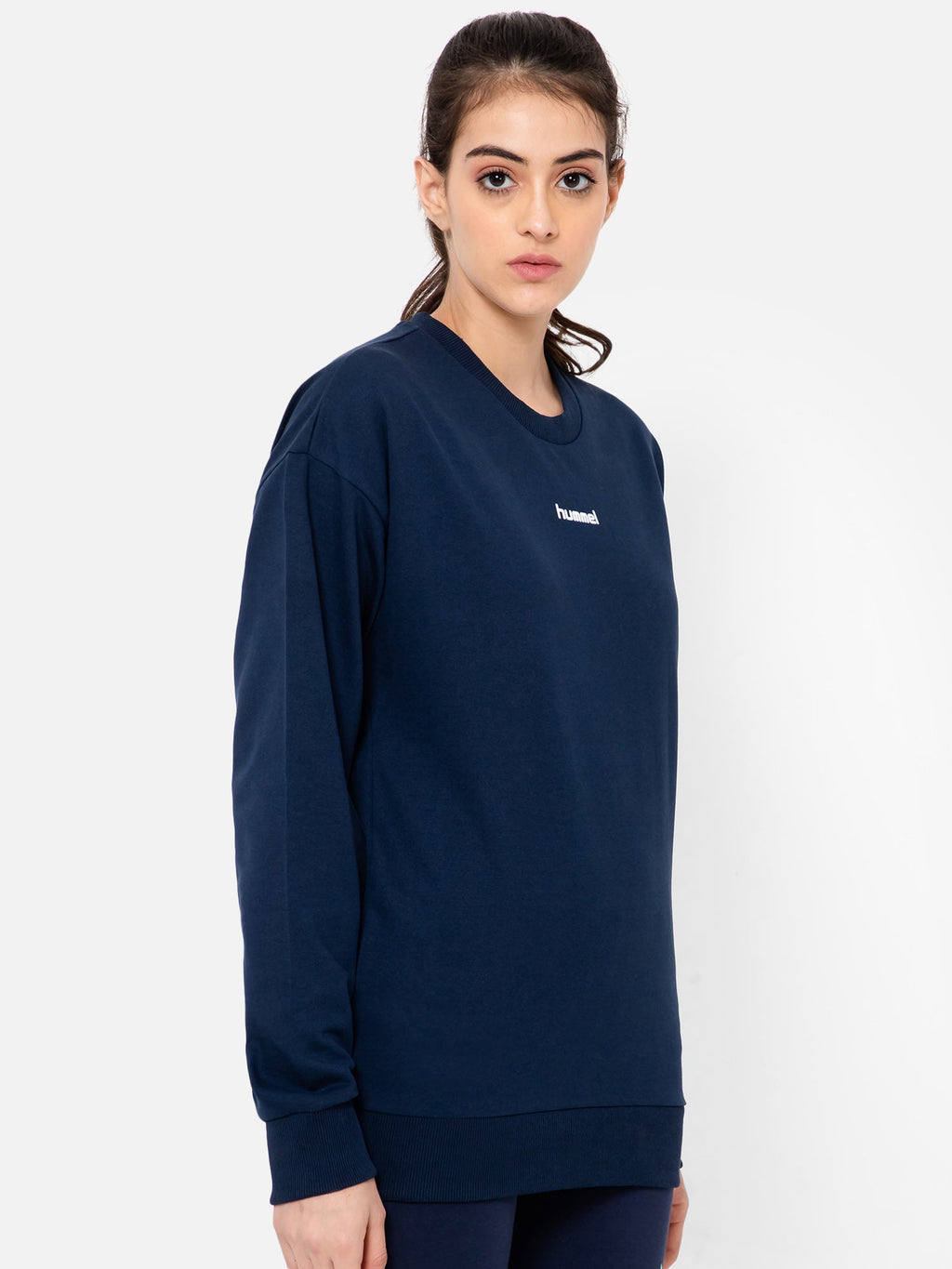 Hummel Navy Regular Hoodies for Women Daily Wear
