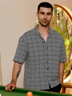 Campus Sutra Geometric Print Relaxed Fit Cuban Collar Shirt