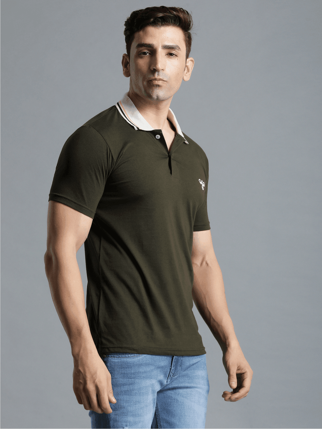 Hummel Dark Olive Regular Shirts for Men Work Wear