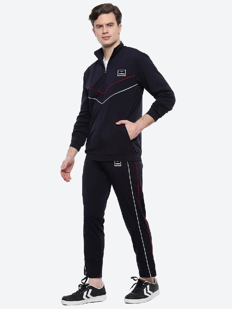 Hummel Light Blue Regular Tracksuits for Men Gym Wear