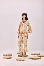 SAMMYUKK Nouvean Art Print Top & Pant Co-Ord Set - MULTICOLOR