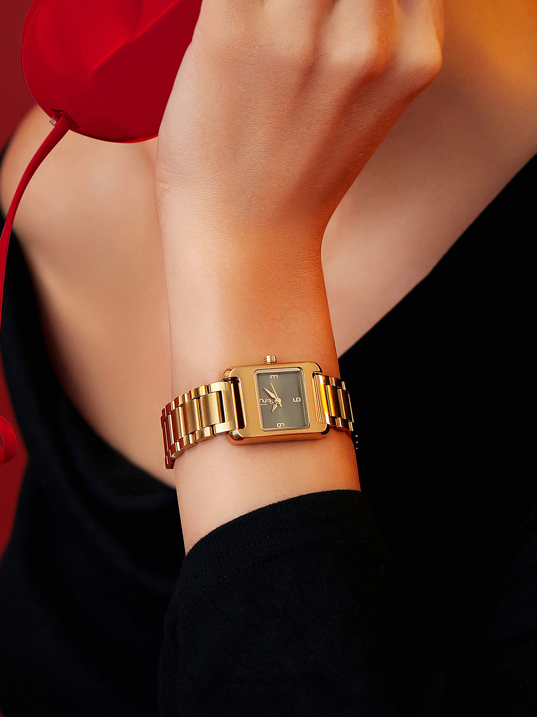 The Ivory Rectangle Watch - Gold