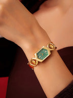The Emerald Geometry Watch - Vintage Gold