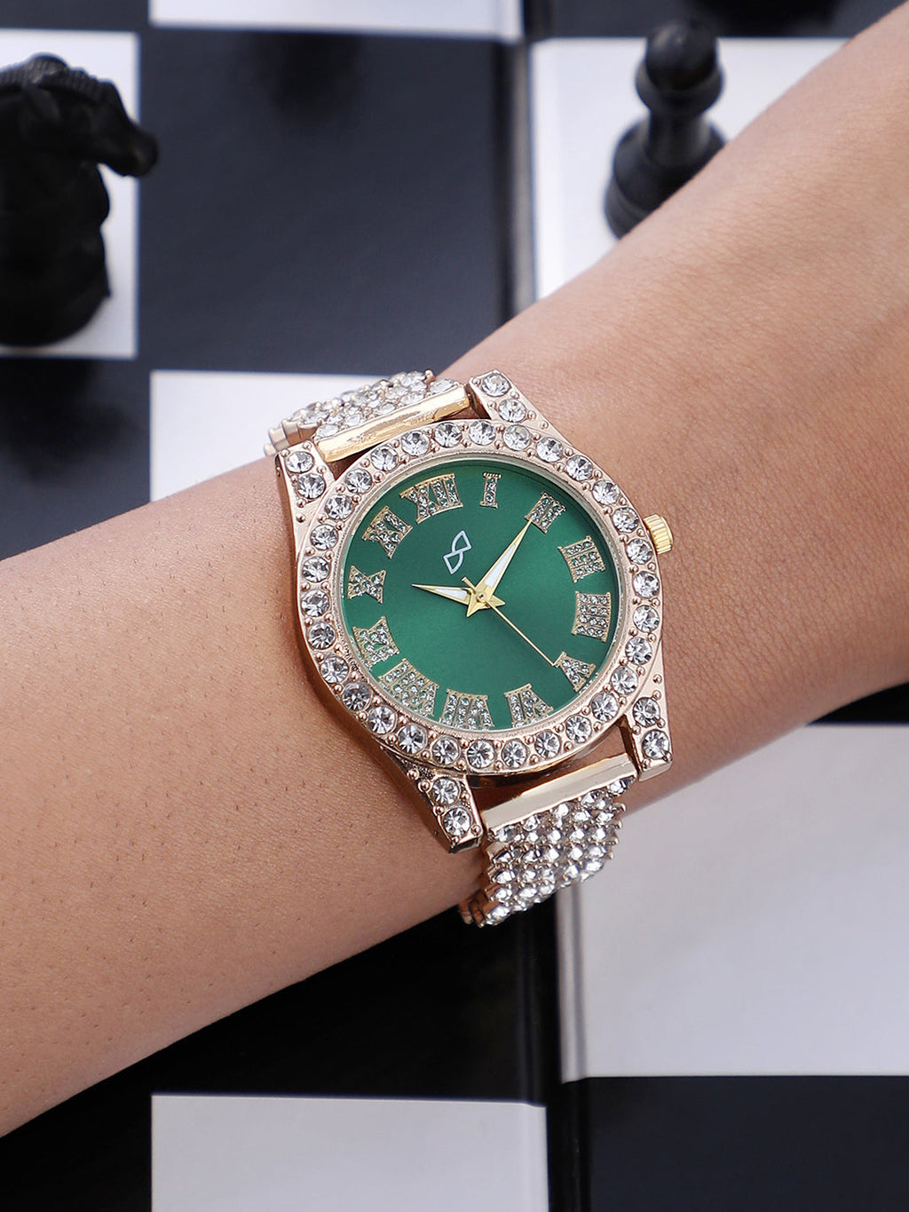 Haute Sauce Embellished Contrast Round Watch