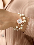 The Snowball Round Watch - Pearl White