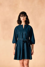 SAMMYUKK Contrast Stitch Tie Waist Fit & Flare Dress - RAIN FOREST