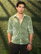 Campus Sutra Solid Velvet Shirt